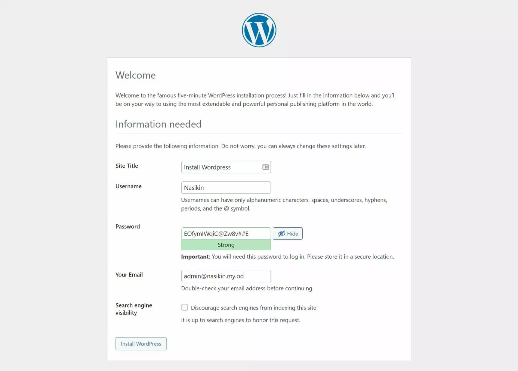 Cara Install WordPress Local Menggunakan XAMPP - detail situs