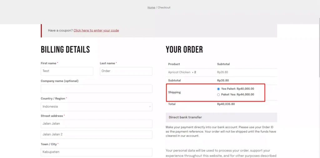 Fix Woocommerce No shipping method has been selected - 1-8