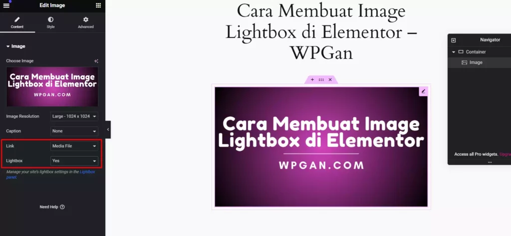 Cara Membuat Image Lightbox di Elementor - 5