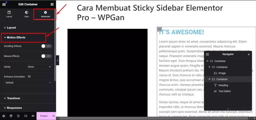 Cara Membuat Sticky Sidebar Elementor Pro - 5-1