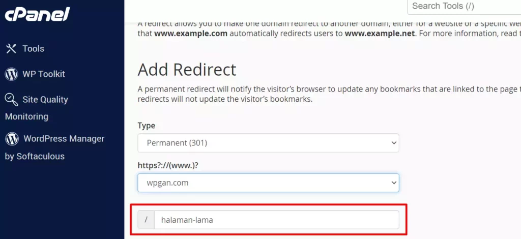 Cara Membuat Redirect di cPanel - 4-2