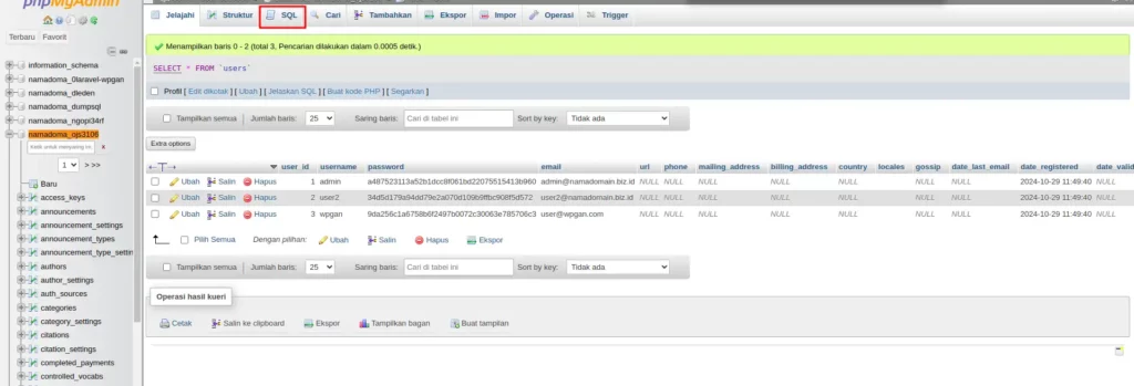 Cara Reset Password OJS Melalui Database - 4-1