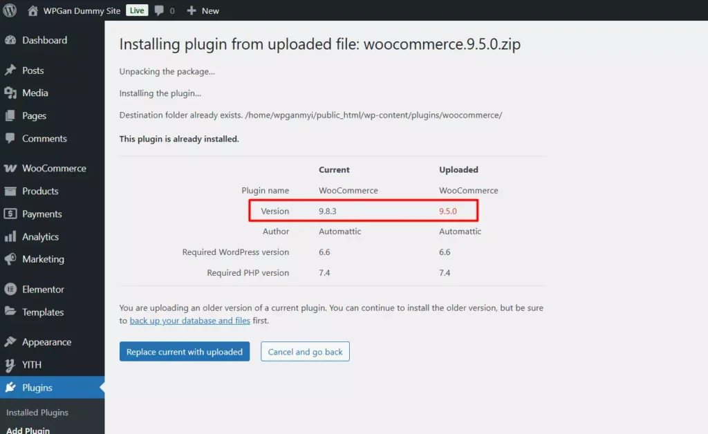 Cara Downgrade Woocommerce ke Versi Sebelumnya - 1-3