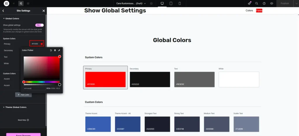 Cara Kustomisasi Global Color Elementor - 4