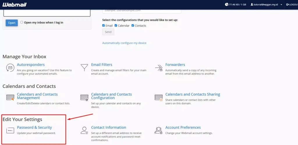 Cara Reset Password Webmail cPanel - 2-2